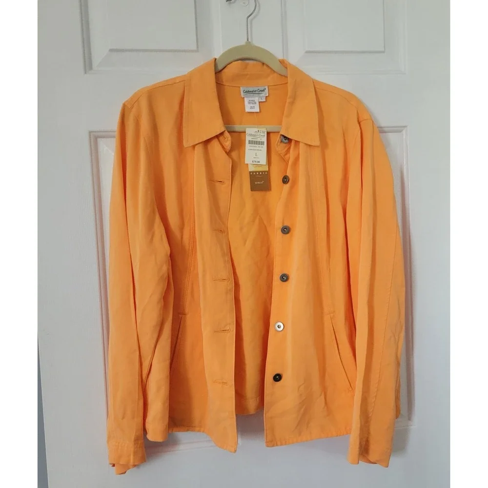 Coldwater Creek Women's Size Large Orange Jacket Blazer Button‎ Front NWT